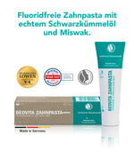 BeoVita Zahnpasta fluoridfrei 75ml – Mit Schwarzkümmel-Öl und Miswak für natürliche Zahn- und Zahnfleischpflege